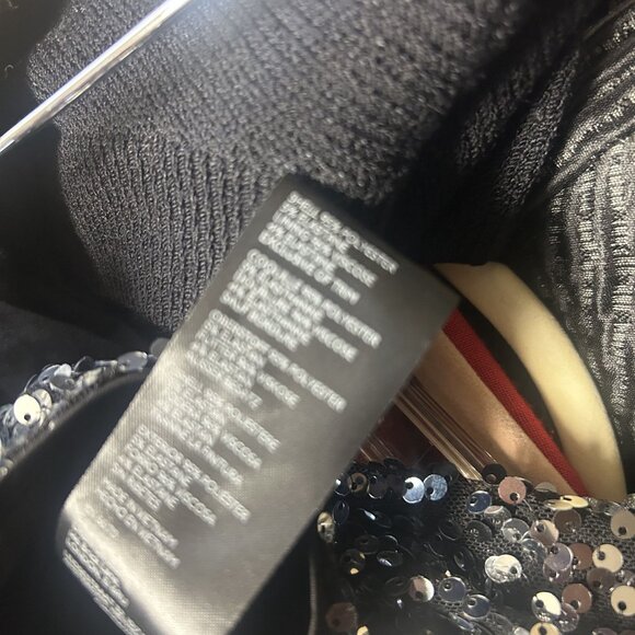 Anthropologie Black and Silver Sequin Cropped Pants - Picture 5 of 7